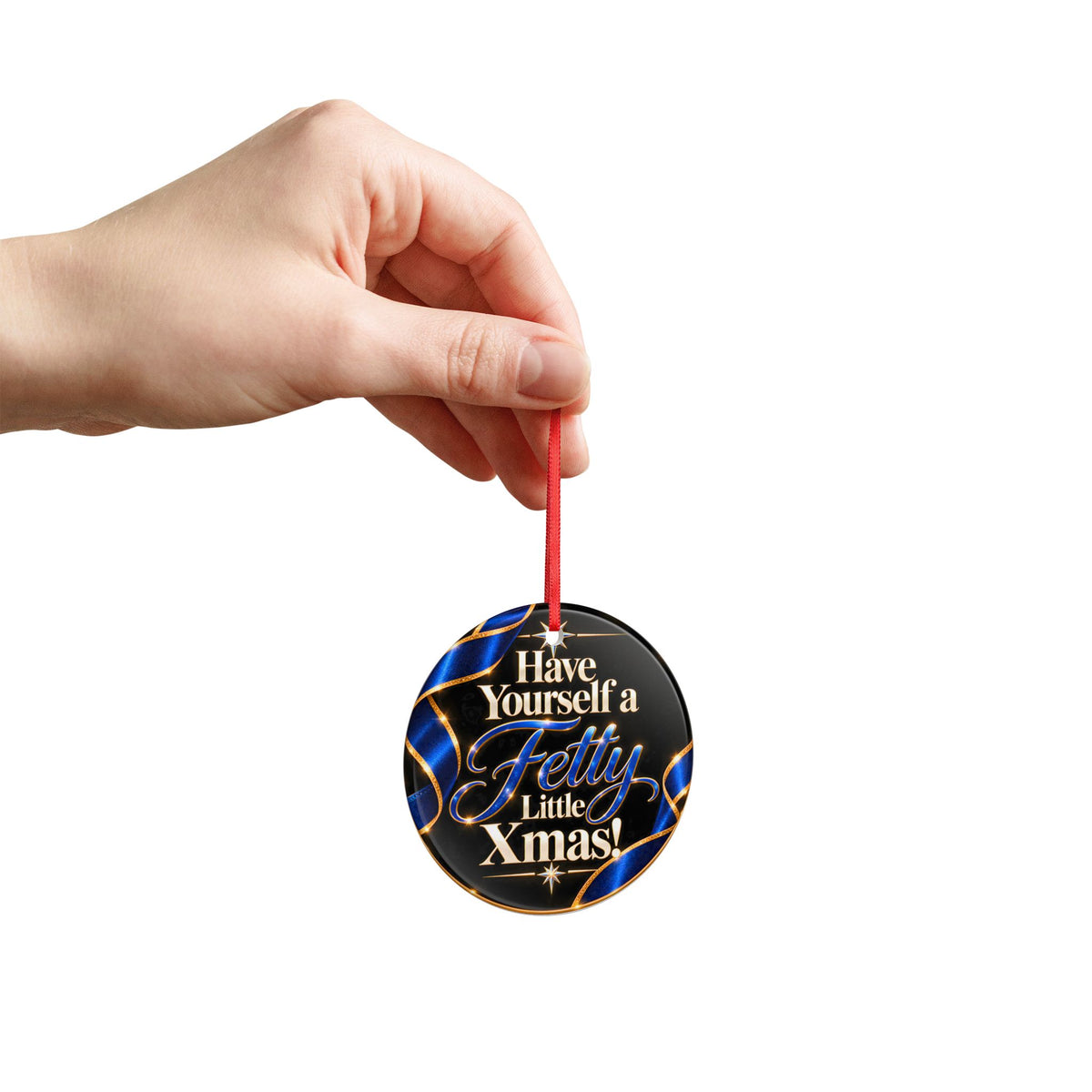 Have Yourself a Fetty Little Xmas – Royal Blue & Gold Edition Ceramic Christmas Ornament