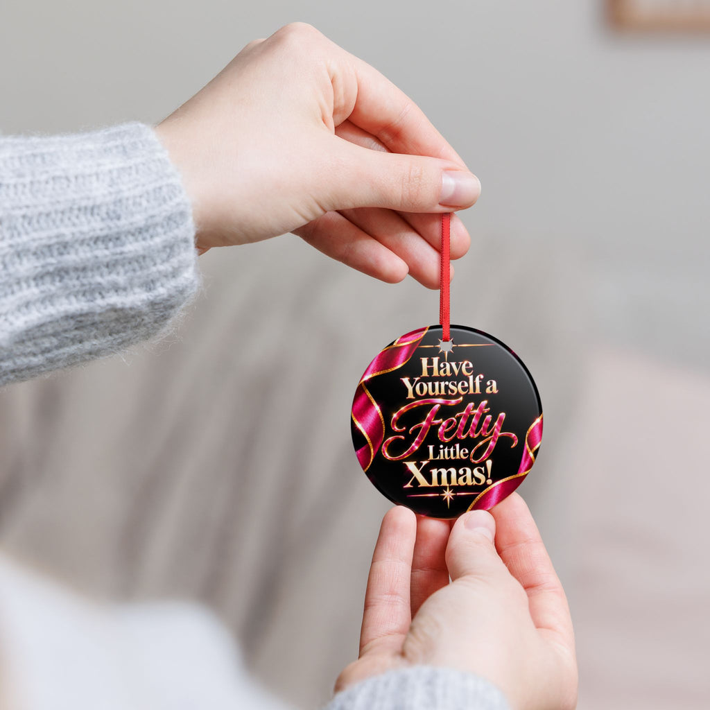 Have Yourself a Fetty Little Xmas – Pink & Gold Edition Ceramic Christmas Ornament